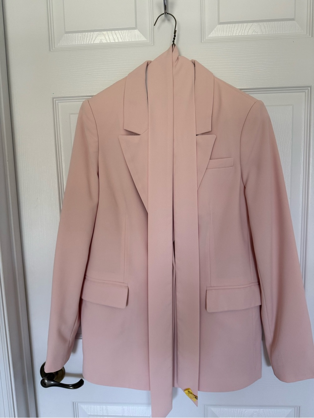 Banana Republic Blush Pink Tailored Blazer with Long Scarf Detail